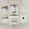 Small Vanity Desk Set with Mirror and Lights Corner Makeup Vanities Set with Drawers for Compact Space Farmhouse White Make up Dressing Table with Storage Stool for Bedroom